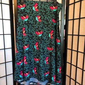 NWT LuLaRoe Azure Black Skirt with Birds Size Large